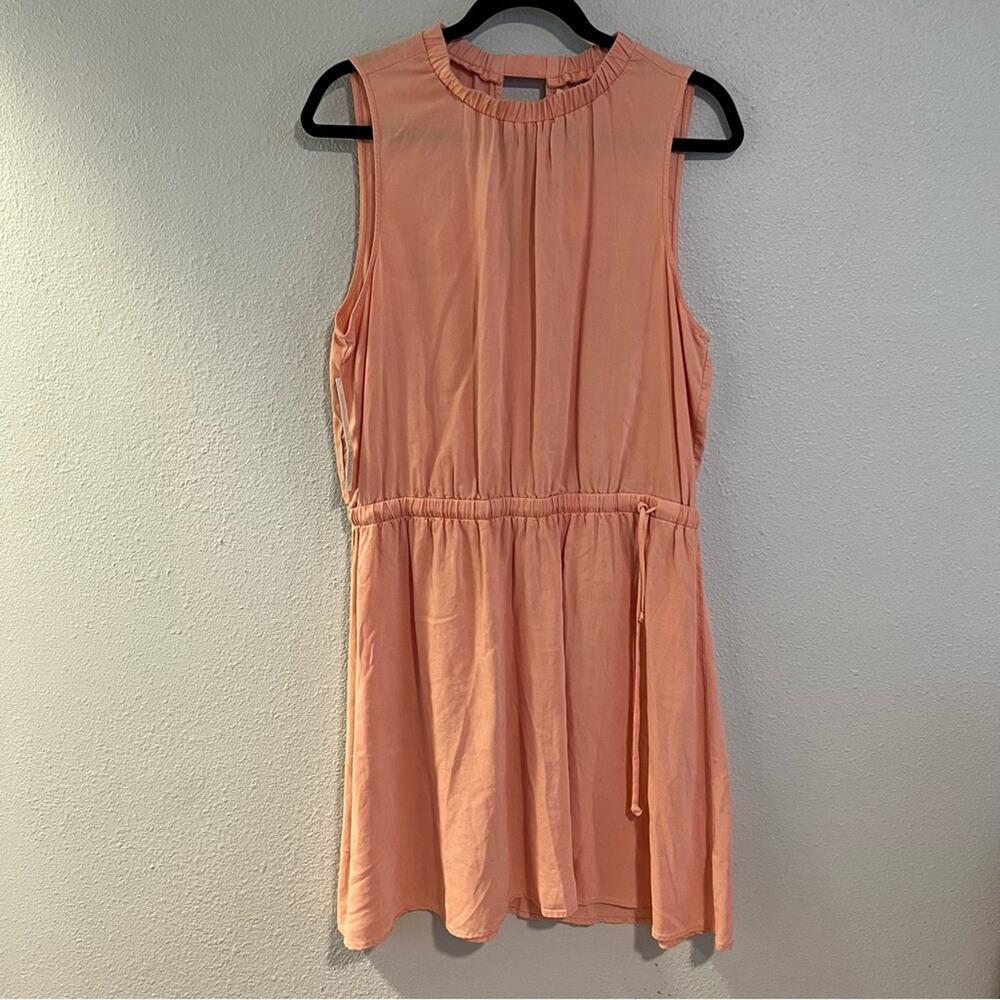 New Cloth & Stone Peach Orange Elastic Waist Crew Sleeveless Dress Womens size L